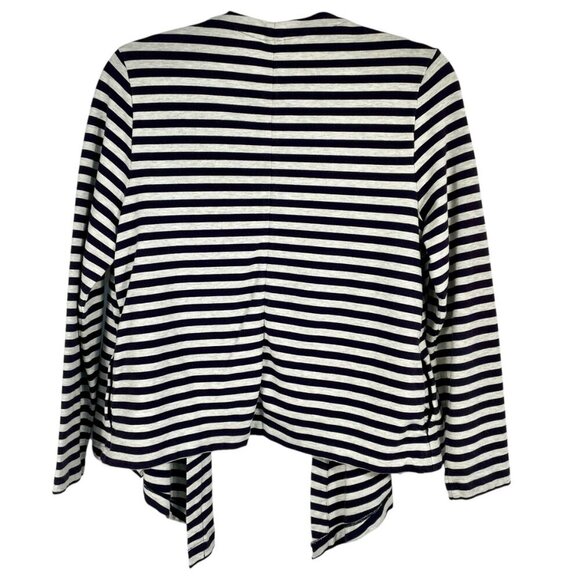 Land's End Cotton Preppy Nautical Sweater Navy & Gray Stripes Size Medium Petite - Picture 3 of 14
